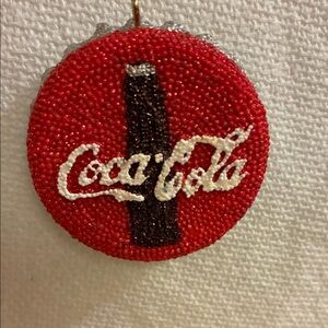 Coca-Cola Red Beaded Hanging Ornament Vintage 2003